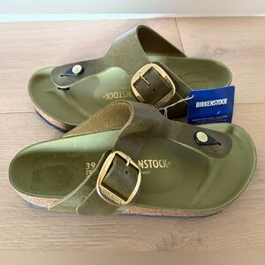 NWT Birkenstock Gizeh Big Buckle 'Olive Green' | EU 39, Women's 8